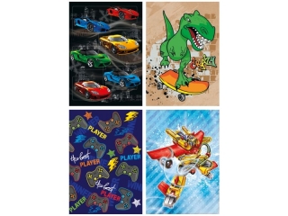 Teczka szkolna A4 z gumk, zest. 608 Dziecice ? Auta, chopiec, Dinozaury, pady, Roboty a10