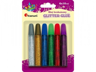 Klej z brokatem 6 kolor�w x10ml