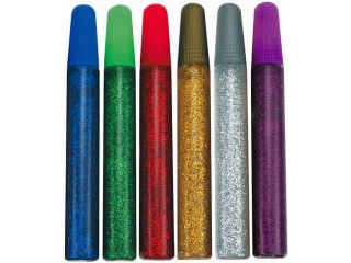 Klej z brokatem 6 kolor�w x10ml