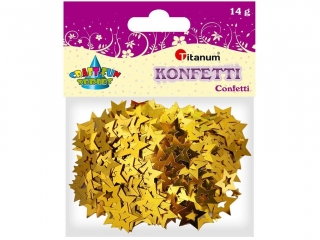 Konfetti Gwiazdki puste 19mm gwiazdki ze środka 7mm złote 14g