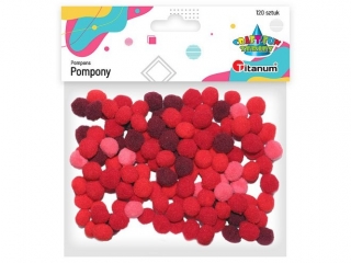 Pompony poliestrowe 10mm 120szt. tonacja czerwona