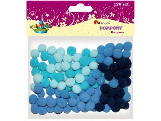 Pompony poliestrowe 10mm 120szt. tonacja niebieska