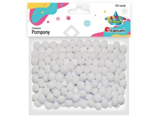 Pompony poliestrowe 10mm 120szt. białe TITWLK26