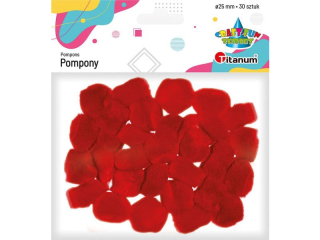 Pompony akrylowe 25mm czerwone 30szt.