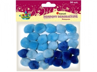 Pompony akrylowe 25mm tonacja niebieska 30szt.