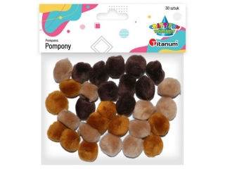 Pompony akrylowe 25mm tonacja brązowa 30szt.