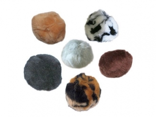 Pompony akrylowe c�tki tygrysa i g�adkie 54szt. mix rozmiar�w i kolor�w