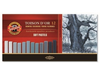 Pastele suche w sztyfcie KOH-I-NOOR Toison D`or 12szt. szare