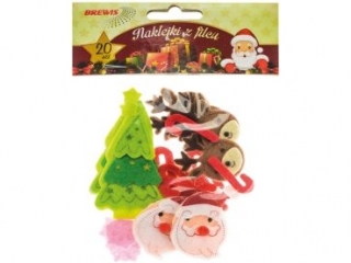 Naklejki z filcu choinki, mikołaj, renifery  ilość: 20 szt
