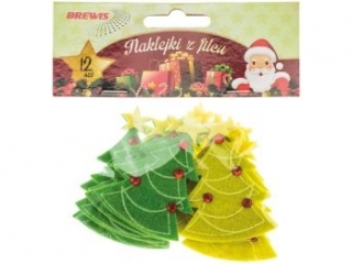 Naklejki z filcu choinki ilość: 12 szt