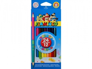 Kredki dwustronne FLAMINGO 24kol/12 szecioktne