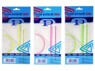 ZESTAW KREŚLARSKI PRATEL KOLOR Z LINIJKĄ 16cm ETUI