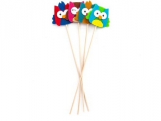 DEKORACJE Z FILCU NA PATYCZKU - SOWY, 4 SZT.