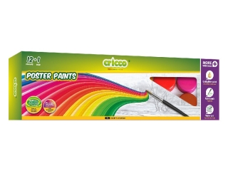 Farby plakatowe CRICCO 12 kolorów +1 złoty brokat +pojemnik