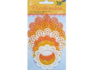 Filcowa koronka okrągła, żółty mix, 4 szt, Folia