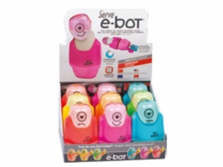 Gumka + temperówka SERVE E-BOT 2 otw. x 9szt. display mix kolor