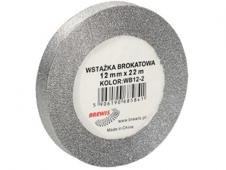 Wstążka brokatowa rozmiar: 12mm x 22 m kolor: srebrny