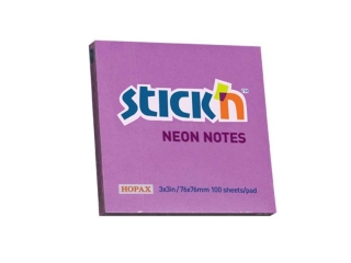 Notes samoprzylepny STICK'N 76x76mm - fioletowy neon