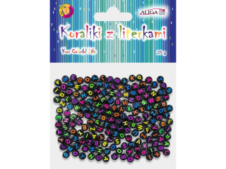 Koraliki PJA-0323 plastikowe z literkami, rozm. 7x4mm, op.25g
