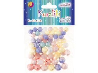 Koraliki plastikowe PJ-7789 dekoracyjne, mix kol., rozm. 10, 12, 14mm, op. 60szt.