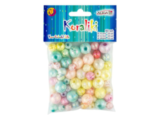 Koraliki PJ-0606 plastikowe, mix wzorów i rozmiarów, op.60szt.