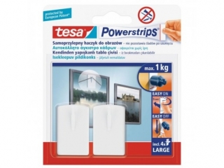 HACZYK SAMOPRZYLEPNY POWERSTRIPS TESA KWADRATOWY, DUZY, BIA�Y 2SZT.BLISTER [opakowanie=12szt]