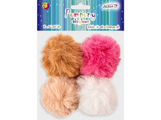 Pompony POM-6033 z zawieszką mix kolorów 7cm op.4szt.