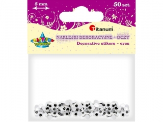 Oczy samoprzylepne czarne 5mm bez rz�s okr�g�e 50szt.