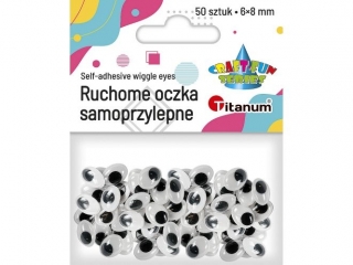Oczy samoprzylepne czarne 6x8mm bez rz�s owalne 50szt.