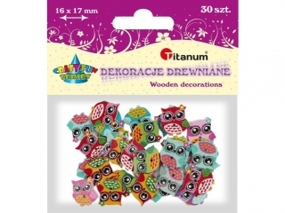 Dekoracje drewniane TITANUM Sowy do przyszycia 30szt.