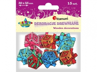 Dekoracje drewniane TITANUM Prezenty do przyszycia 15szt. 35mm