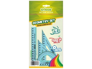Zestaw geometryczny CRICCO 4 elementy z linijką 16cm