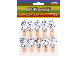 Spinacze SPIN-6127 drewniane jednorożce, op.10szt., rozm 35mm PROM
