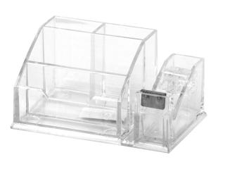 Przybornik na biurko 4 komory z obcinaczem transparent FO30515  [opakowanie=6szt]
