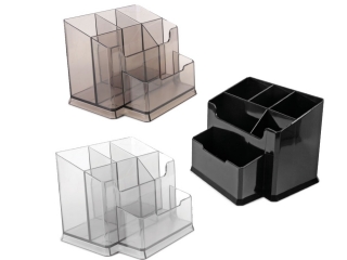 Przybornik na biurko 6 komorowy transparent FO30518  [opakowanie=6szt]