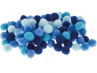 Pompony rozmiar: 10mm ilo: 100 szt  kolor: odcienie niebieskiego