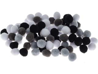 Pompony rozmiar: 10mm ilo: 100 szt  kolor: odcienie szarego