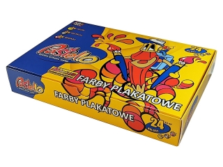 Farby plakatowe 24 kol. 20 ml , 4 neon , 4 brokat