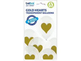 Balony BN06-421 crystal - złote serca - op.6szt.