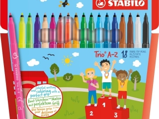 FLAMASTRY TRÓJKĄTNE STABILO TRIO A-Z, PUD. Z ZAW. 18 SZT. (6