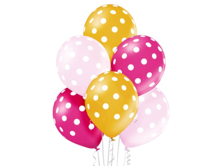 Balony BN06-329 - Kropki dla dziewczynki - op. 6 szt. metalizowane PROM