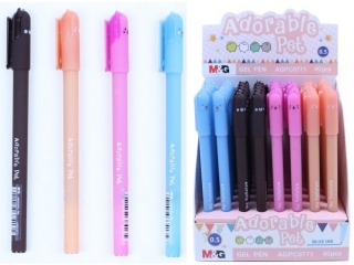 Długopis żelowy M&G Adorable Pets, 0.5mm, niebieski, różne motywy