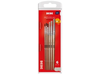 Pdzelki drewniane INTERDRUK 6szt. BB Kids, blister