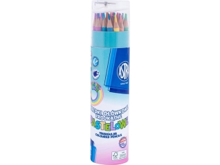 Kredki owkowe trjktne pastelowe ASTRA PASTEL LINE w tubie - 24 kolory + temperwka  [opakowanie=6szt]