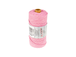 Sznurek bawełniany SBW-108 różowy 3mm x 100m (splot 21 nitek)