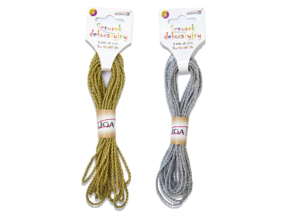 Sznurek dekoracyjny SZM-3319 złoty i srebrny 2mm x 5m