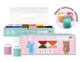 Farby plakatowe INTERDRUK BxB Kids pastel 12 kolorw