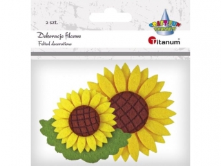 Dekoracje filcowe 3D s�onecznik 75mm, s�onecznik z li�ciem 55x70mm 2szt.