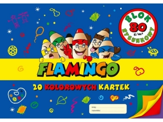 Blok rysunkowy kolorowy A4 20k. FLAMINGO