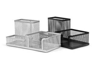 Przybornik na biurko siatka 3K srebrny FR30622 [opakowanie=12szt]